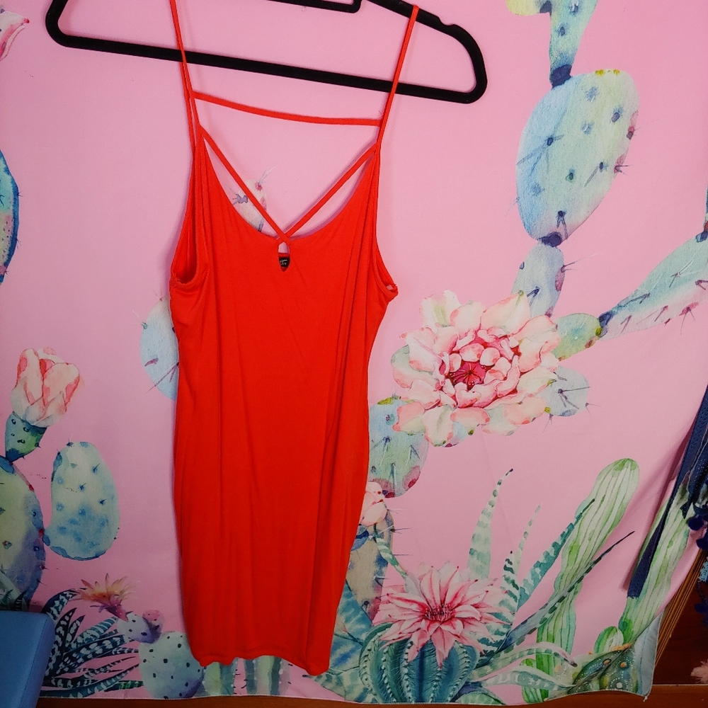 NEW popular basics | Orange Lined Bodycon Sexy Fitted Tight Club Party Dress L